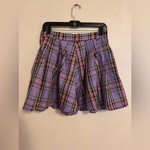 Purple/pink plaid goth mini skirt